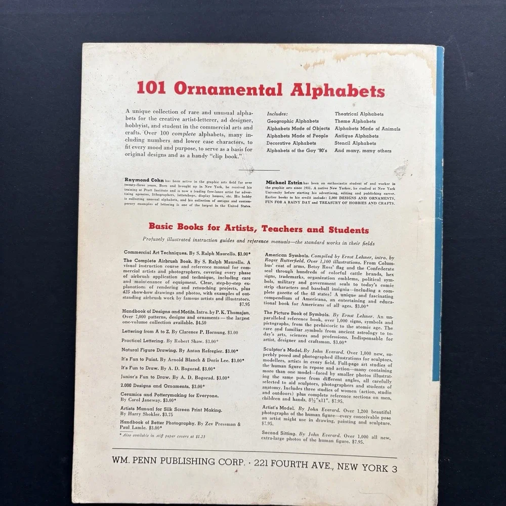 Antique, Decorative & Ornamental Alphabets Cohn & Estrin 1955 Crafts Scrapbooks